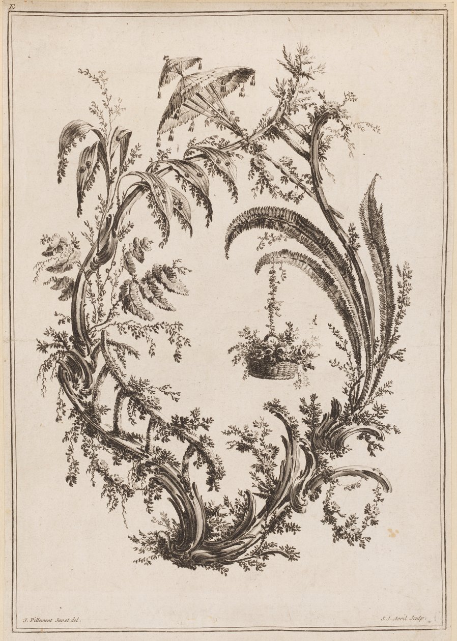 Árboles con cesta y parasol de Jean Baptiste Pillement