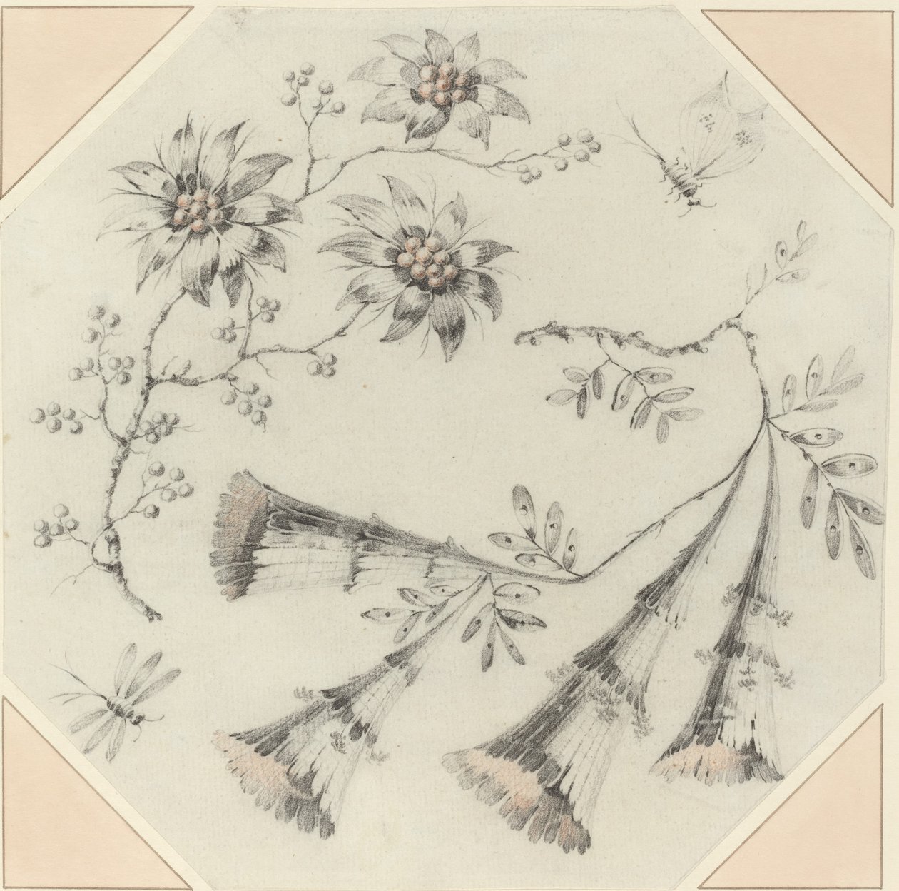 Flores de trompeta y margaritas de Jean Baptiste Pillement