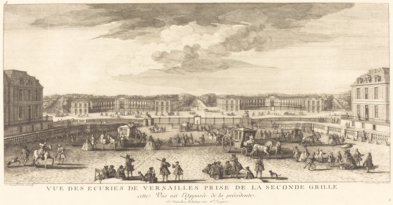Vista de las Caballerizas de Versalles Tomada desde la Segunda Reja de Jean Baptiste Rigaud