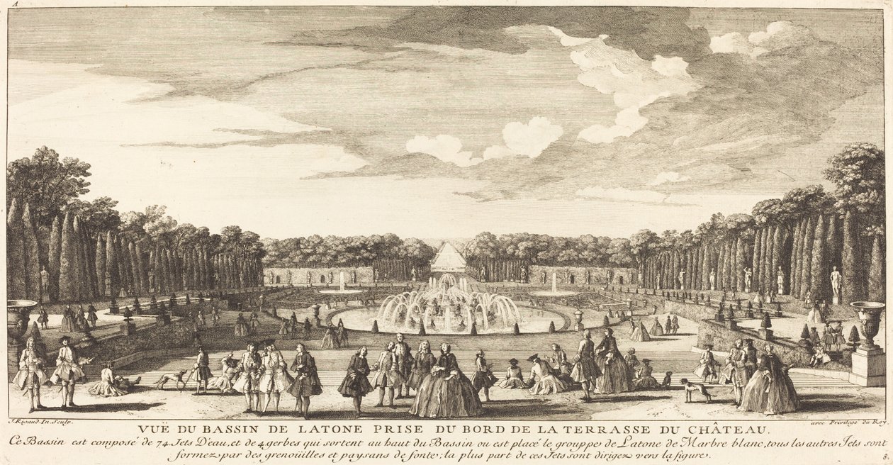 Vista del estanque de Latona tomada desde el borde de la terraza del castillo de Jean Baptiste Rigaud