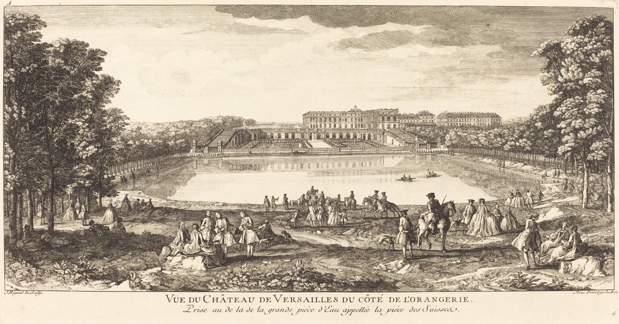 Vista del Castillo de Versalles desde el lado de la Orangerie de Jean Baptiste Rigaud