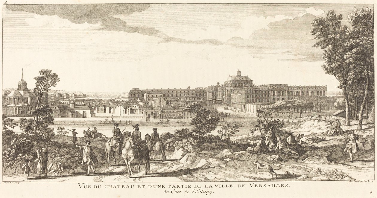 Vista del Castillo y una Parte de la Ciudad de Versalles de Jean Baptiste Rigaud