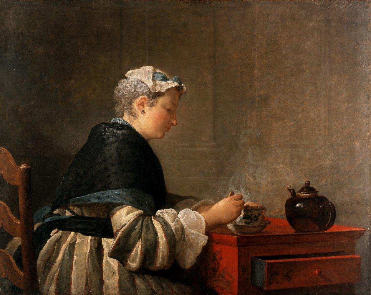 Una dama tomando té, 1735 de Jean Baptiste Simeon Chardin