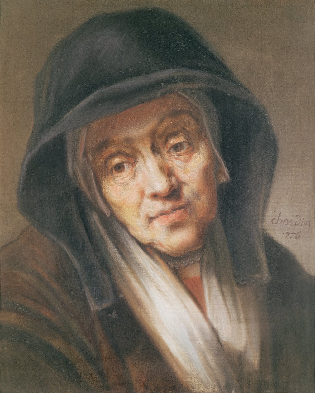 Copia de un retrato de Rembrandt de su madre, 1776 de Jean Baptiste Simeon Chardin