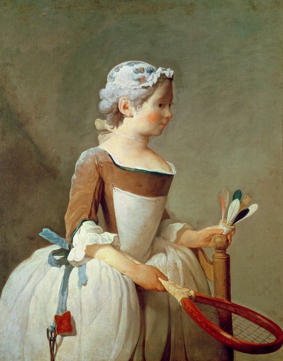 Niña con raqueta y volante, c.1740 de Jean Baptiste Simeon Chardin