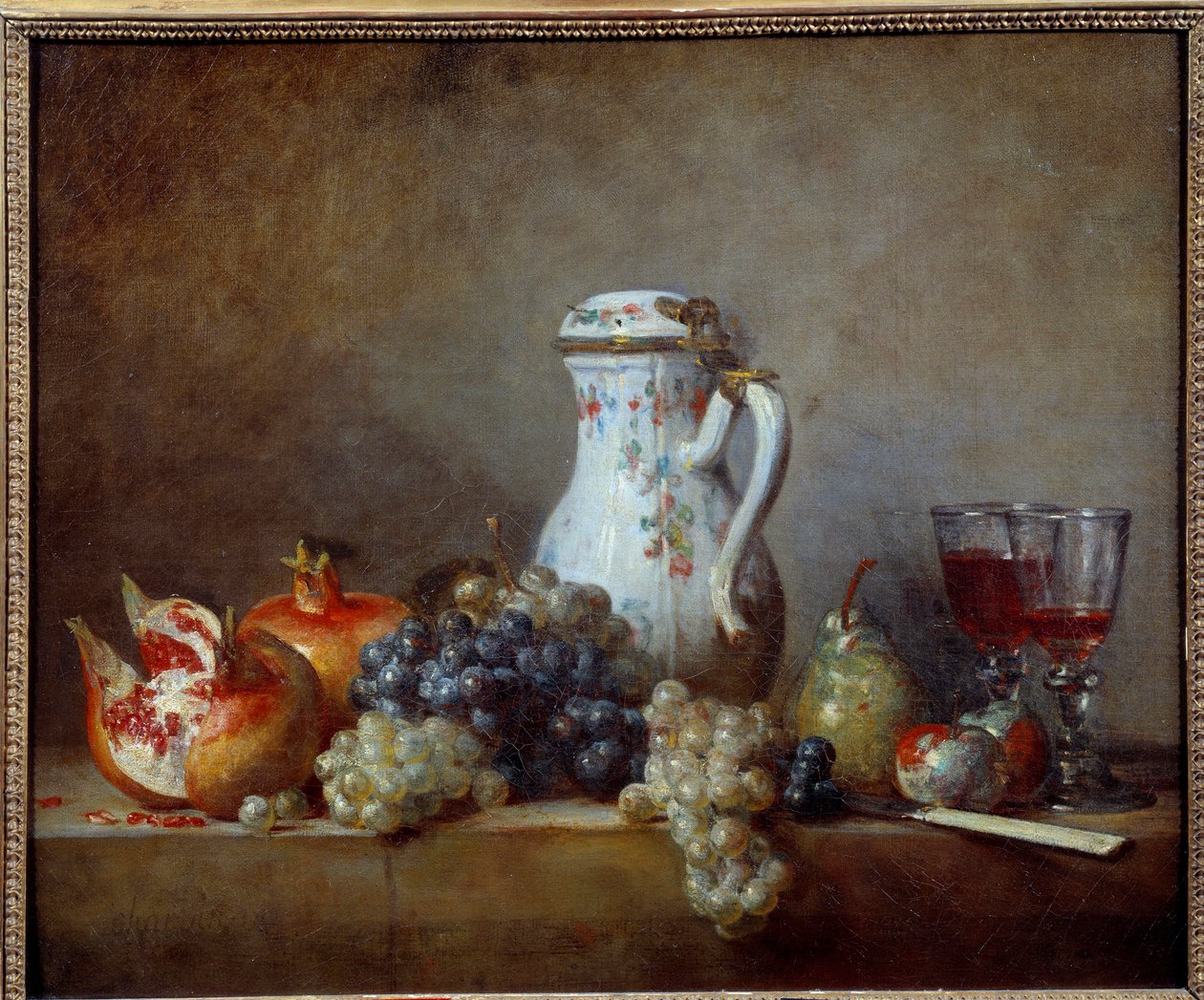Uvas y granadas de Jean-Baptiste Simeon Chardin