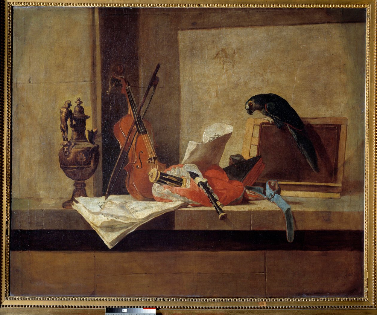 Instrumentos musicales y loro de Jean Baptiste Simeon Chardin