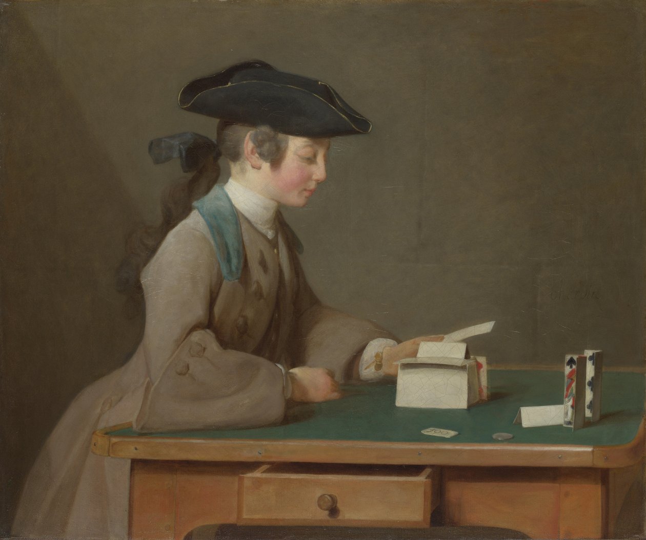 La casa de las cartas, c. 1736 de Jean Baptiste Simeon Chardin