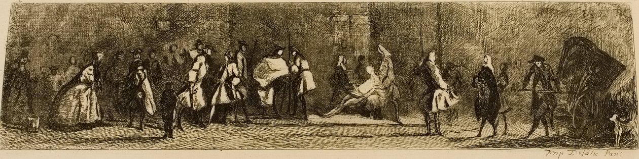 El letrero del cirujano-barbero, grabado por Jules de Goncourt de Jean Baptiste Simeon Chardin