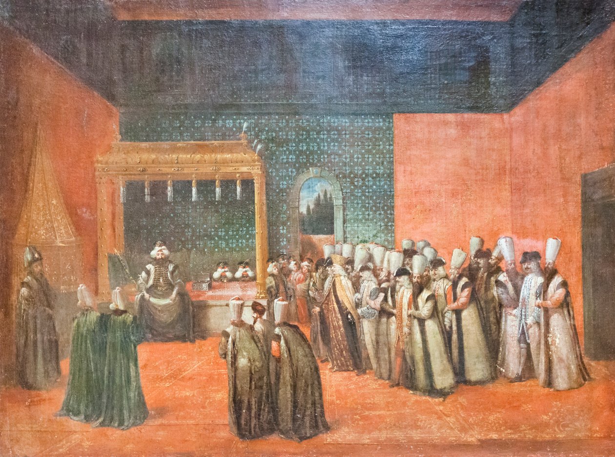 El sultán Ahmed III recibe a un embajador europeo, hacia 1725 (óleo sobre lienzo) de Jean Baptiste Vanmour