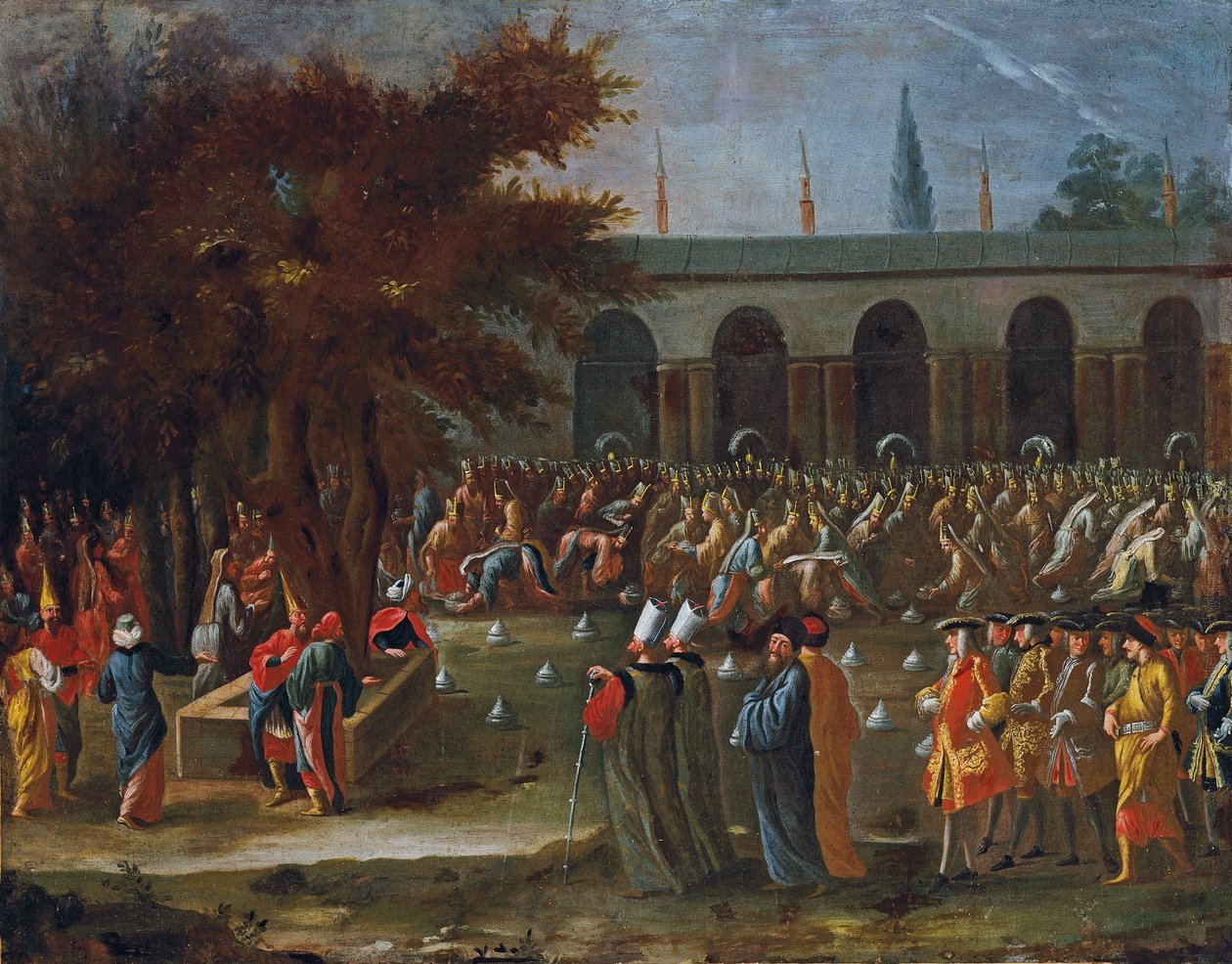 El embajador holandés con su séquito siendo recibido por el sultán Ahmed III en el Palacio de Topkapi, Estambul de Jean Baptiste Vanmour