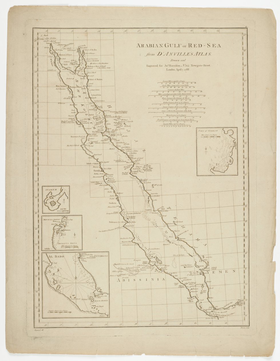Golfo Arábigo o Mar Rojo, grabado por Thomas Bowen, 1788 de Jean Baptiste after dAnville