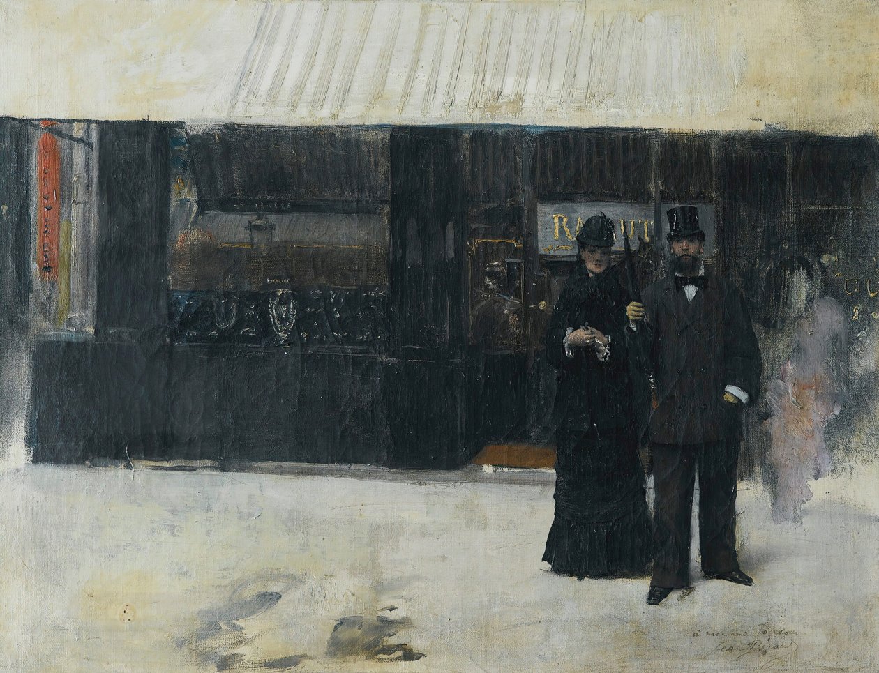 Pareja frente a una joyería (óleo sobre lienzo) de Jean Beraud