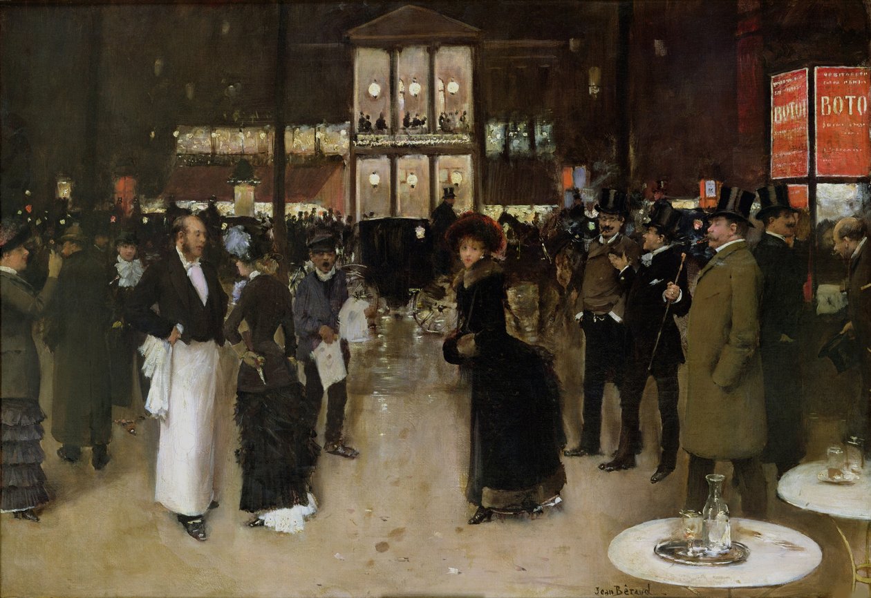 El bulevar Montmartre, la noche, frente al teatro de las Variedades, ca. 1885 de Jean Beraud