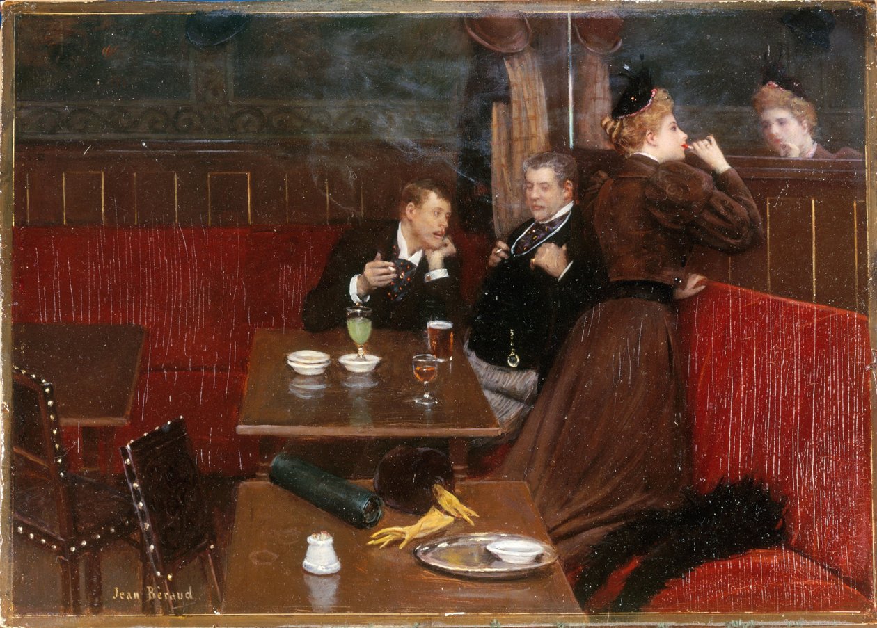 Tres figuras en un café, hacia 1890 (óleo sobre lienzo) de Jean Beraud