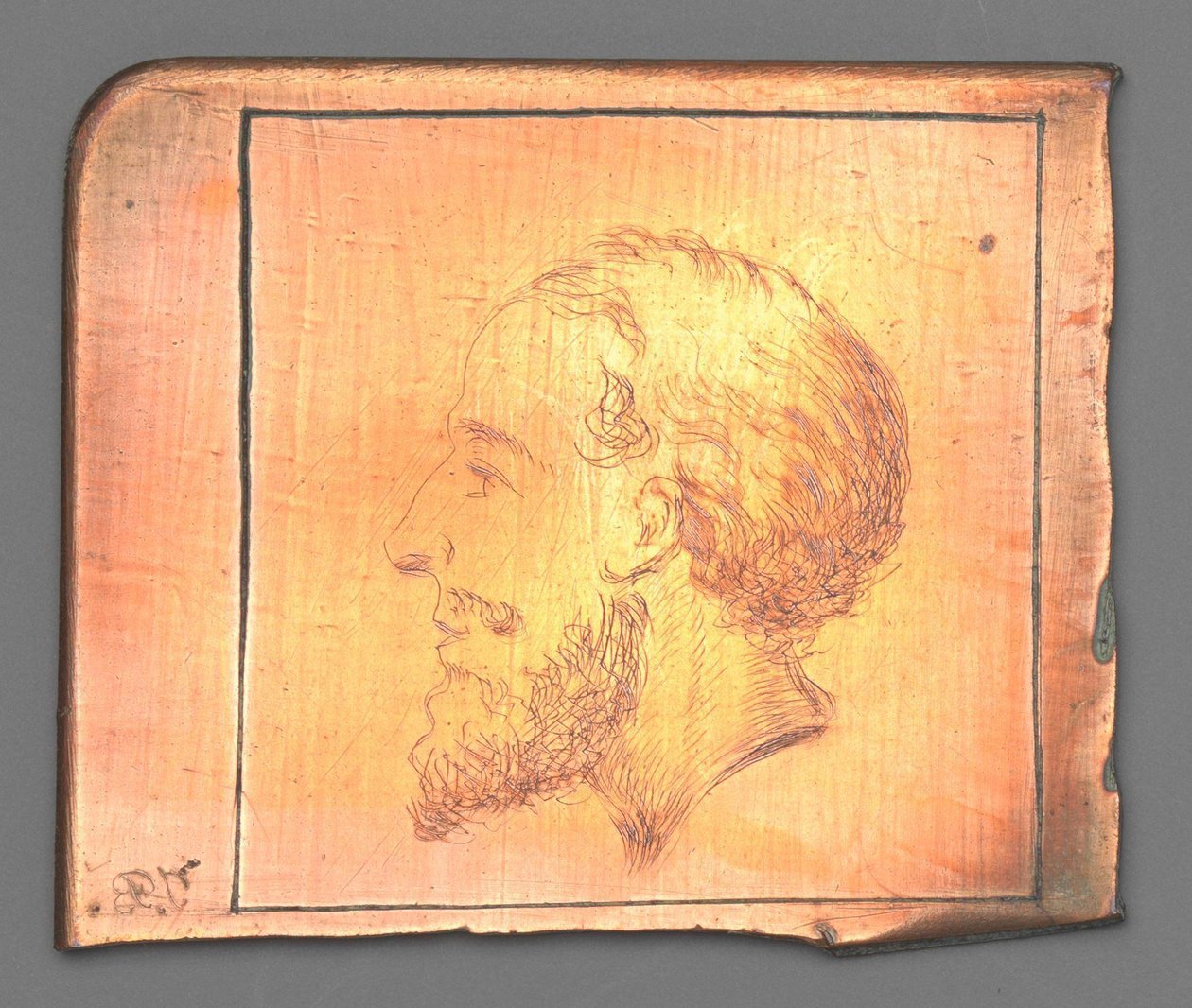 Cabeza de un hombre barbudo de perfil a la izquierda de Jean Bernard
