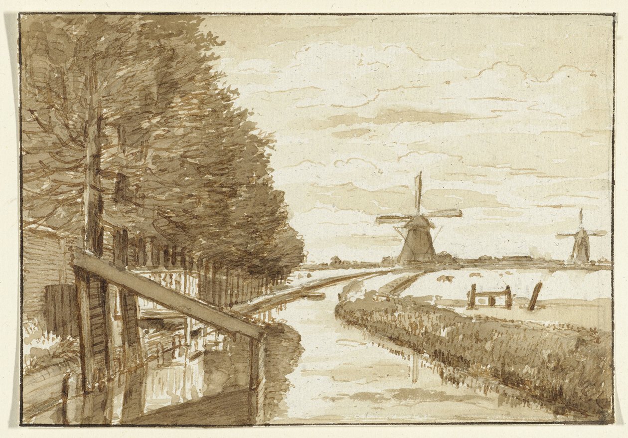 Paisaje con un canal y dos molinos de Jean Bernard