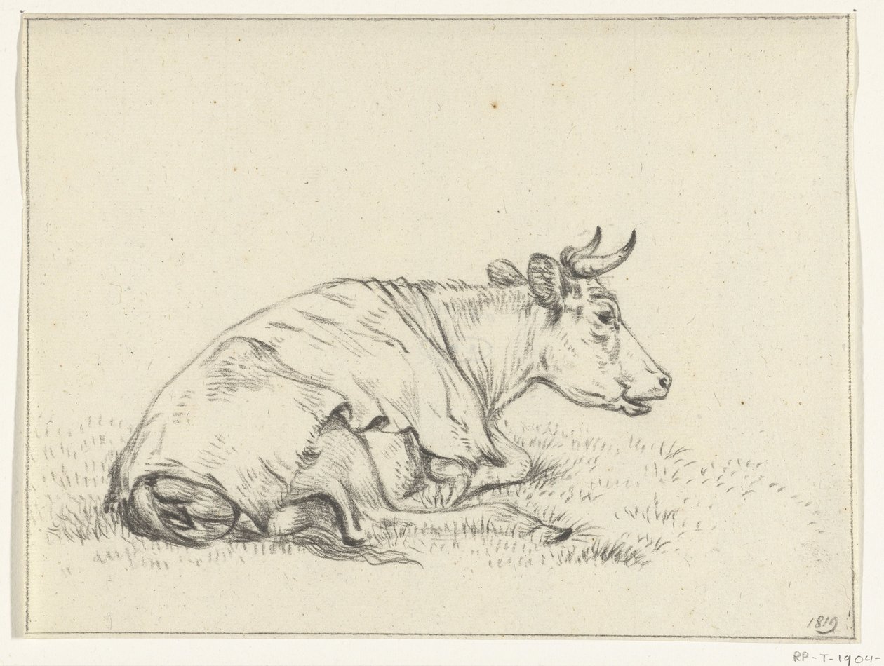 Vaca reclinada, a la derecha de Jean Bernard