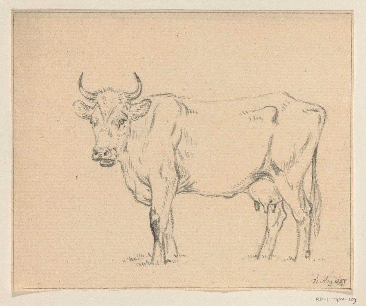 Vaca de pie, a la izquierda de Jean Bernard