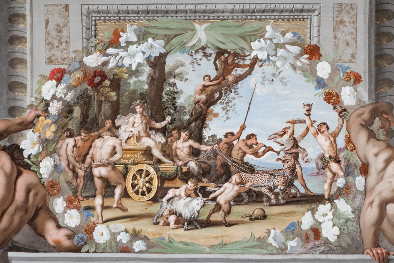 El carro triunfal de Baco, tirado por Panteras y acompañado por Sileni y Bacantes de Jean Boulanger