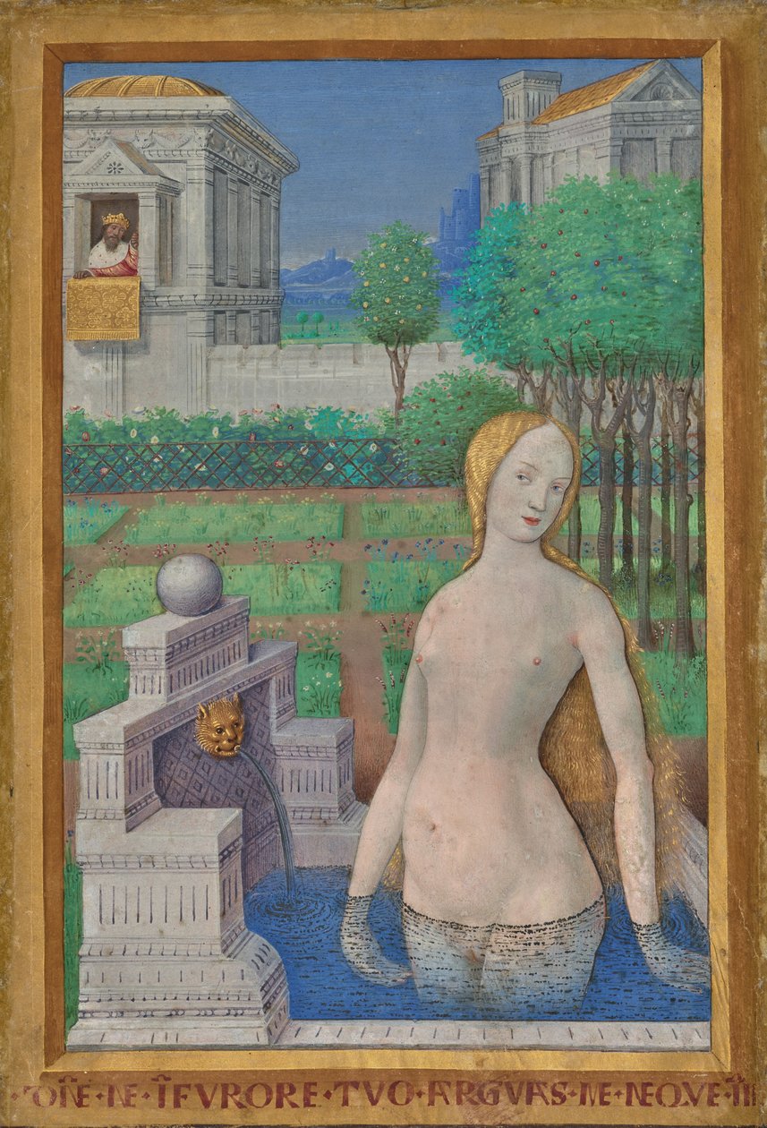 Baño de Betsabé de las Horas de Luis XII de Jean Bourdichon