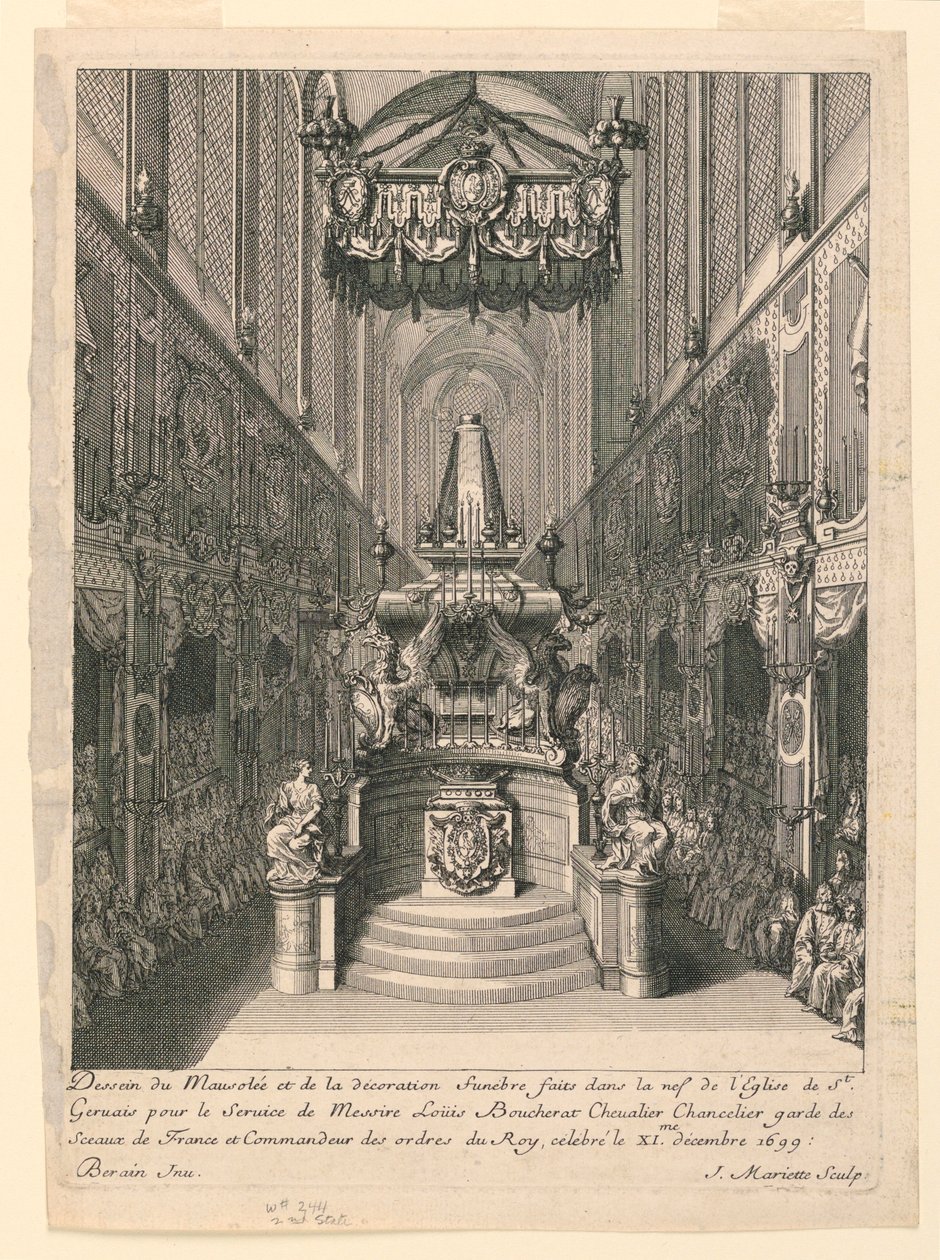Catafalco de Louis Boucherat, segundo estado, St. Gervais, París de Jean Bérain, the Elder