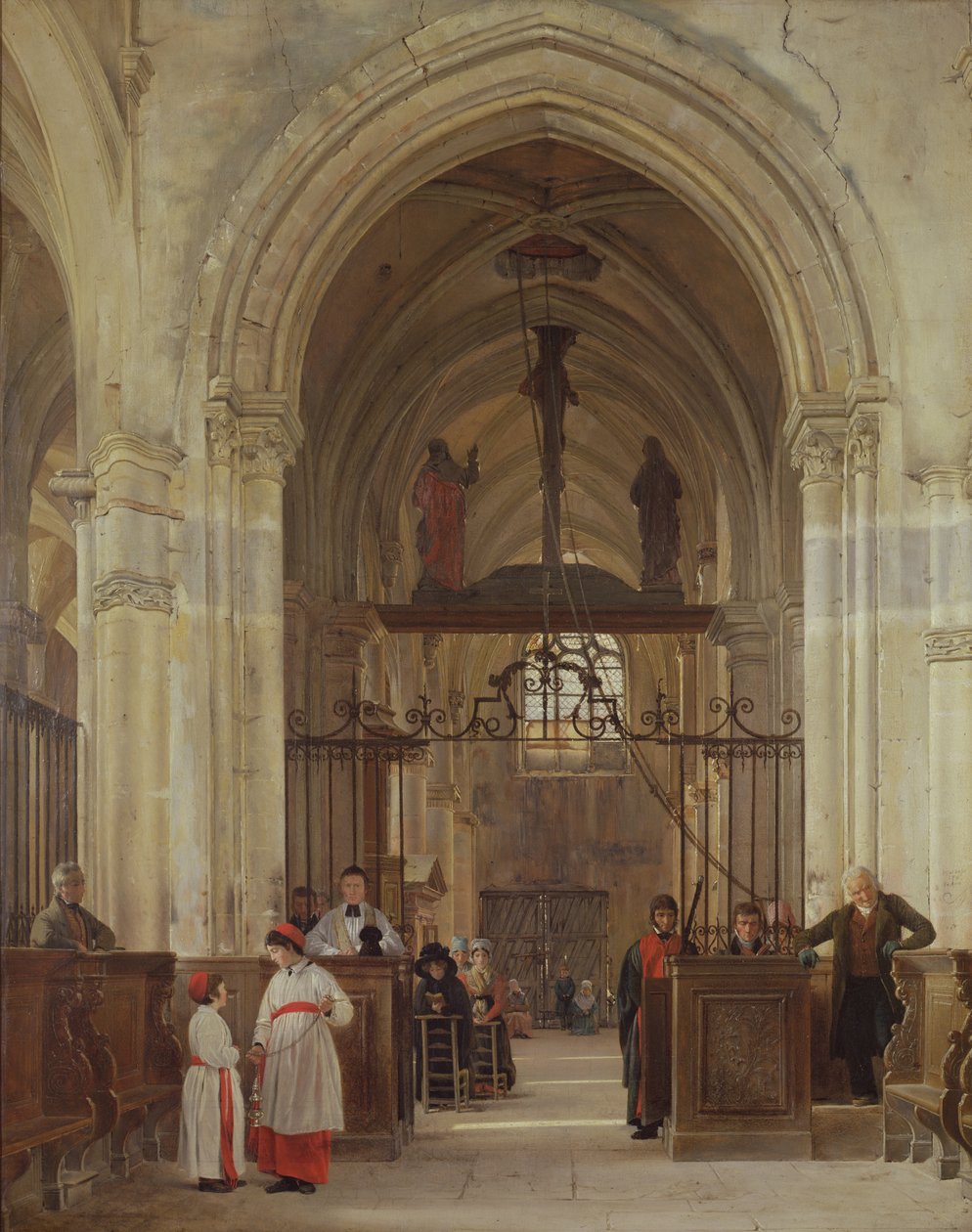 Interior de la Iglesia de San Prix, Valle de Montmorency, 1828 de Jean Bruno Gassies