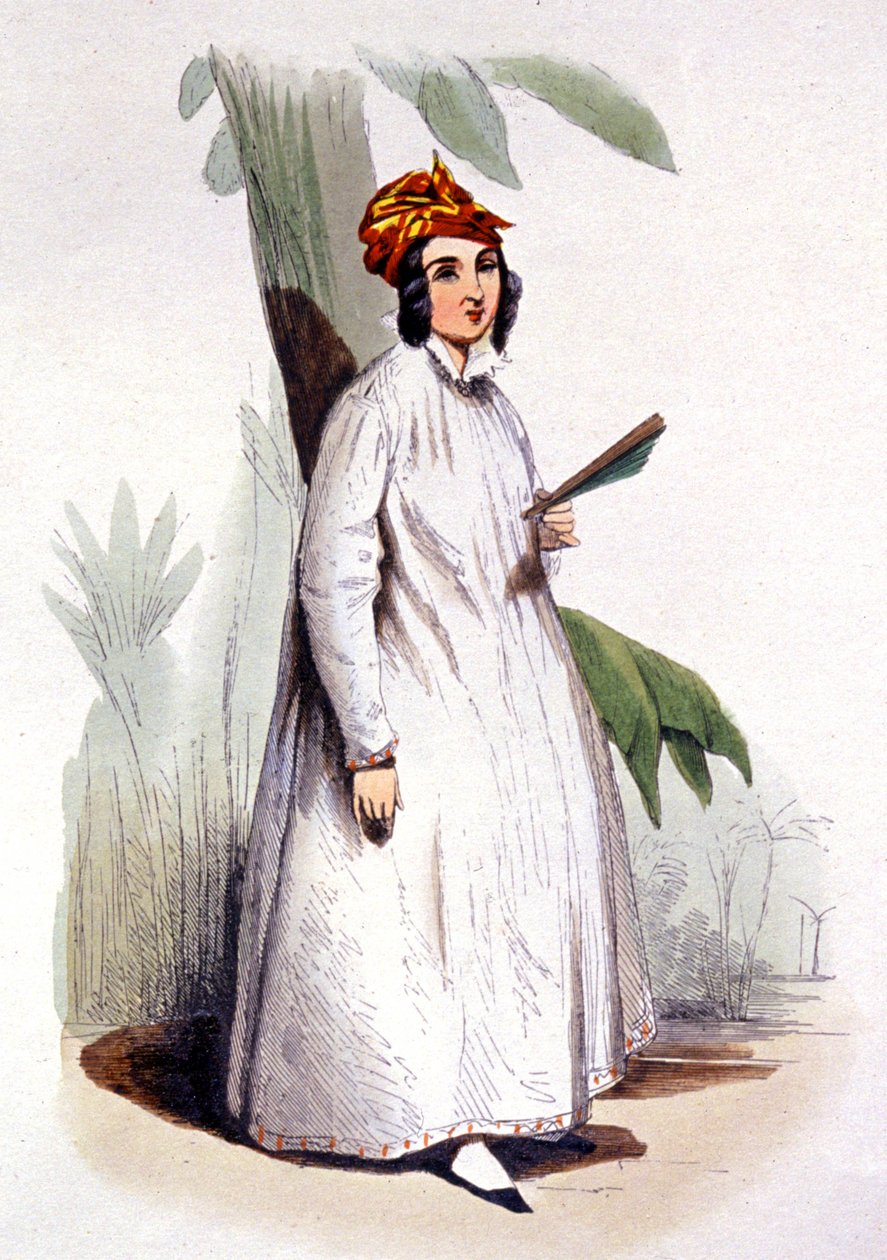 La mujer criolla, Antillas francesas, c.1850 (grabado) de Jean Charles (1800 79) Pauquet