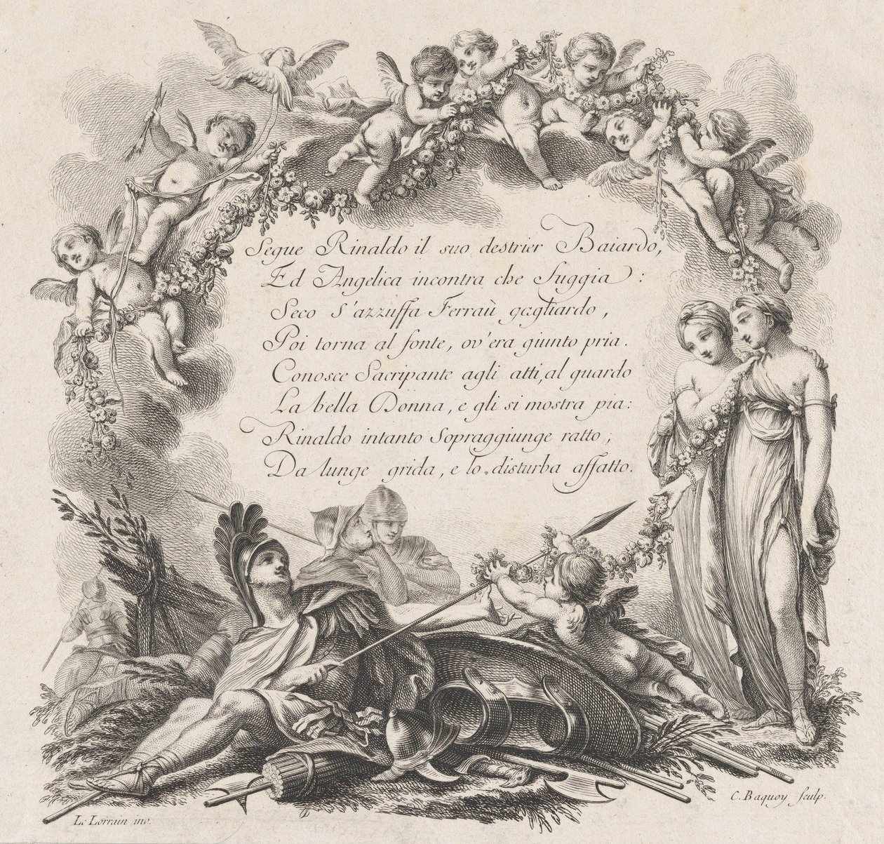 Viñeta para el primer canto de Roland Furieux, siglo XVIII de Jean Charles Baquoy