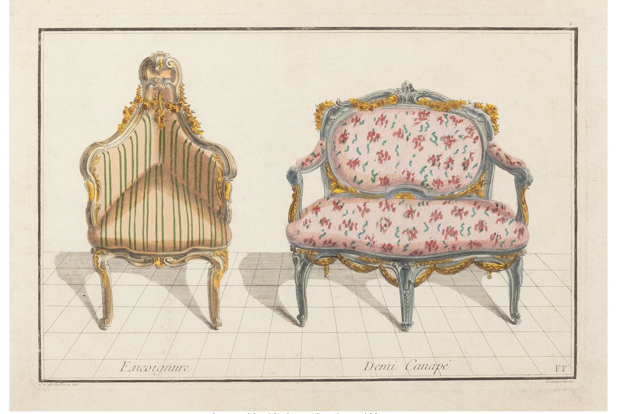 Encoignure, Demi Canapé. Nouvelle Iconologie Historique ou Attributs Hierogliphyques, c.1768 de Jean Charles Delafosse