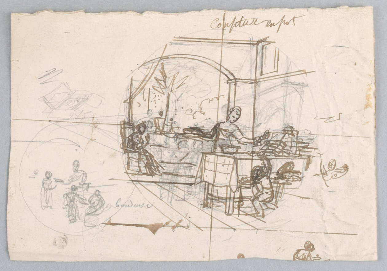 Diseño para un Plato de Porcelana Pintado, Confitura en Pot para el Servicio de Objetos de Postre de Jean Charles Develly