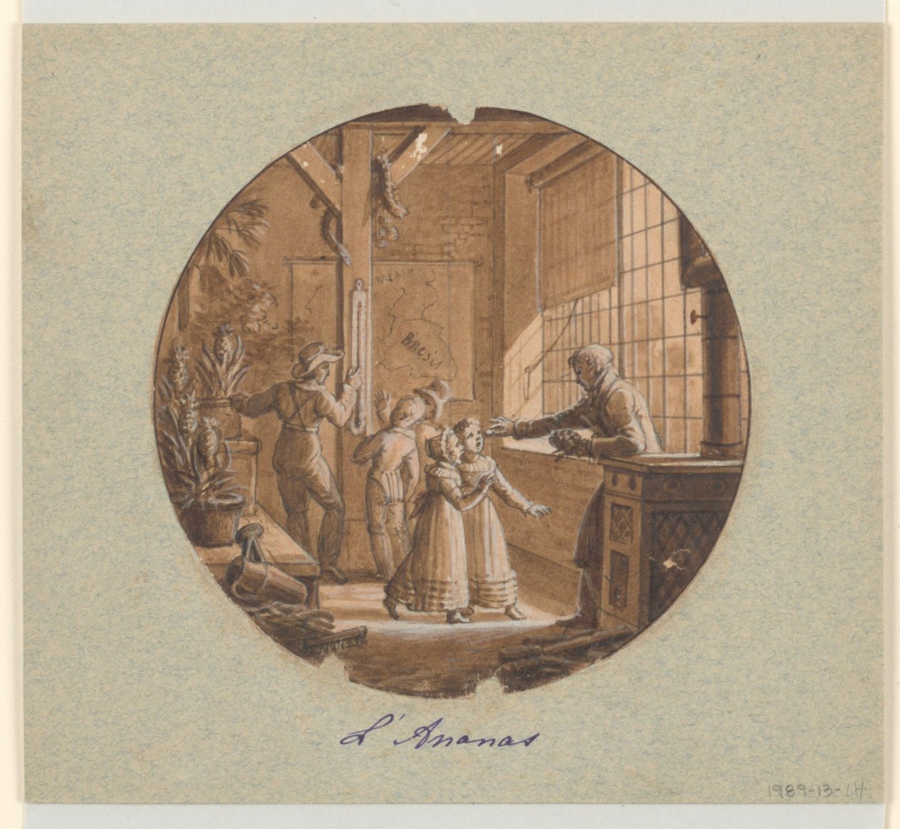 Diseño para un Plato de Porcelana Pintado, La Piña del Servicio de Objetos de Postre de Jean Charles Develly