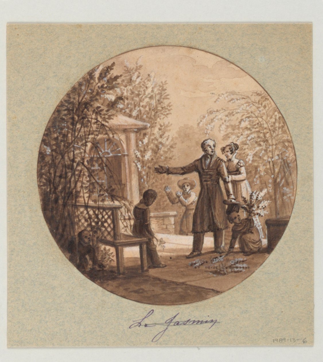 Diseño para un plato de porcelana pintado, Le Jasmin del Servicio de Cultivo de Flores de Jean Charles Develly