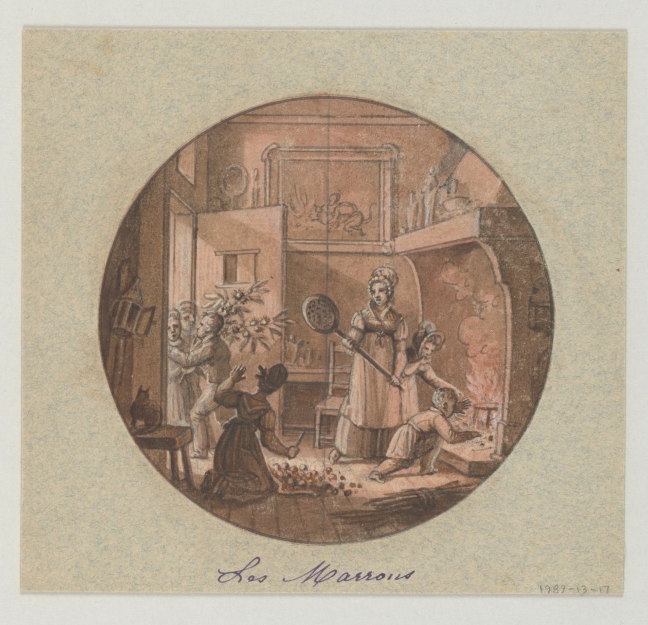 Diseño para un plato de porcelana pintado, Les Marrons (Castañas) para el Servicio des Objets de Dessert (Servicio de postres) de Jean Charles Develly