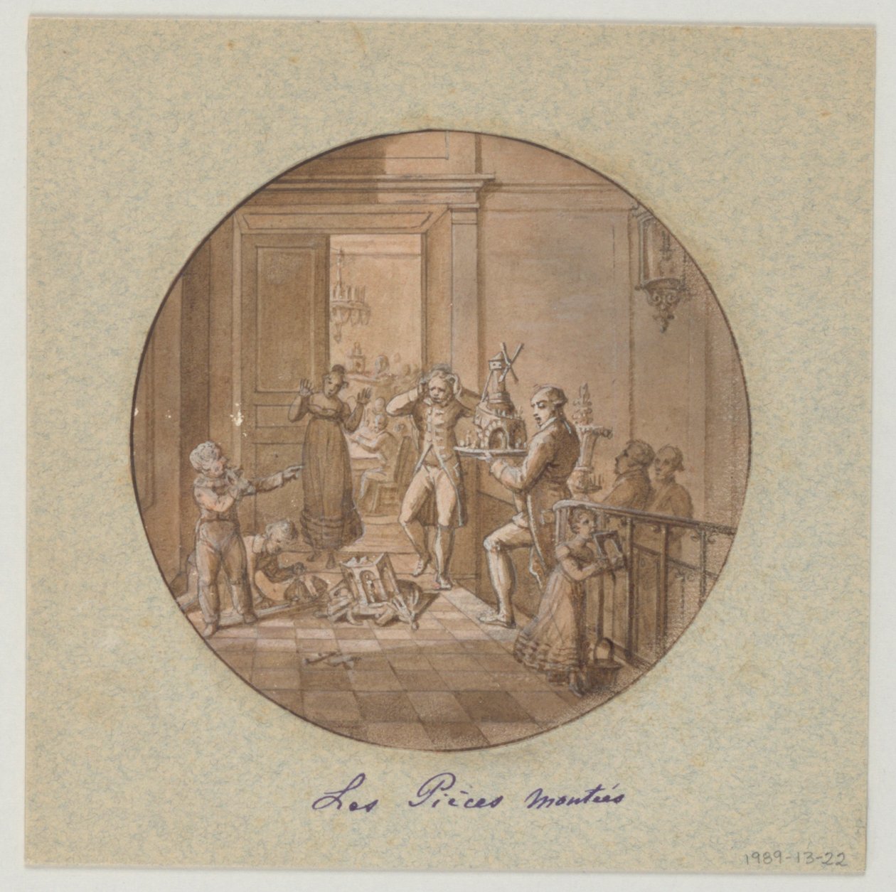 Diseño para un Plato de Porcelana Pintado, Las Piezas Montadas del Servicio de Objetos de Postre de Jean Charles Develly