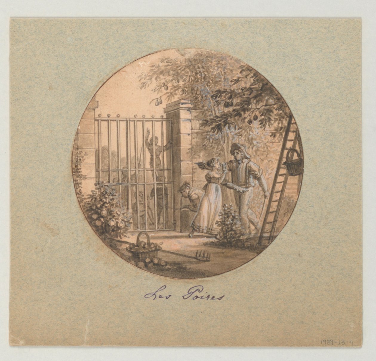 Diseño para un plato de porcelana pintado, Les Poires (Peras) del Service des Objets de Dessert (Servicio de Postres) de Jean Charles Develly