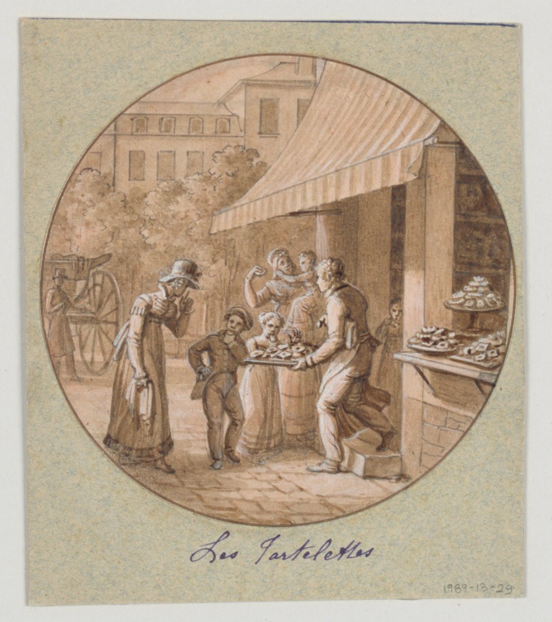 Diseño para un plato de porcelana pintada, Les Tartelettes para el Servicio de Objetos de Postre de Jean Charles Develly