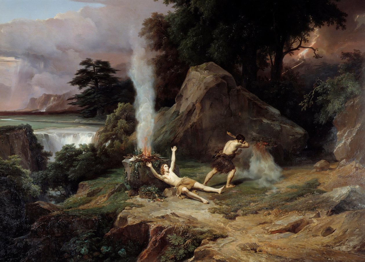 La muerte de Abel, Caín celoso mata a su hermano Abel de Jean Charles Joseph Rémond