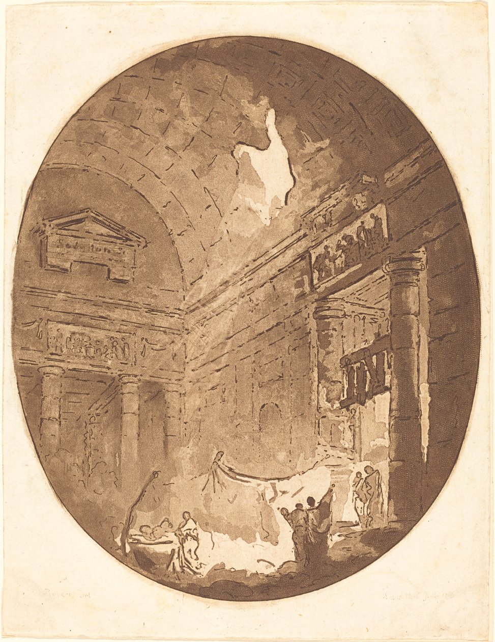 Interior de una villa romana de Jean Claude Richard, Abbé de Saint Non after Hubert Robert