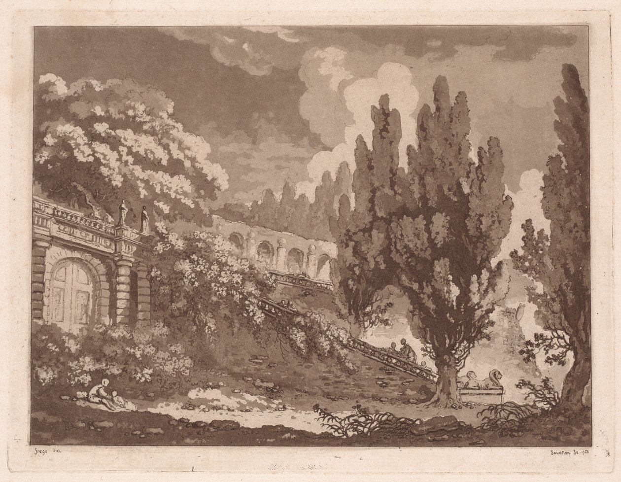 Escaleras en un jardín italiano, 1766 de Jean Claude Richard Saint Non