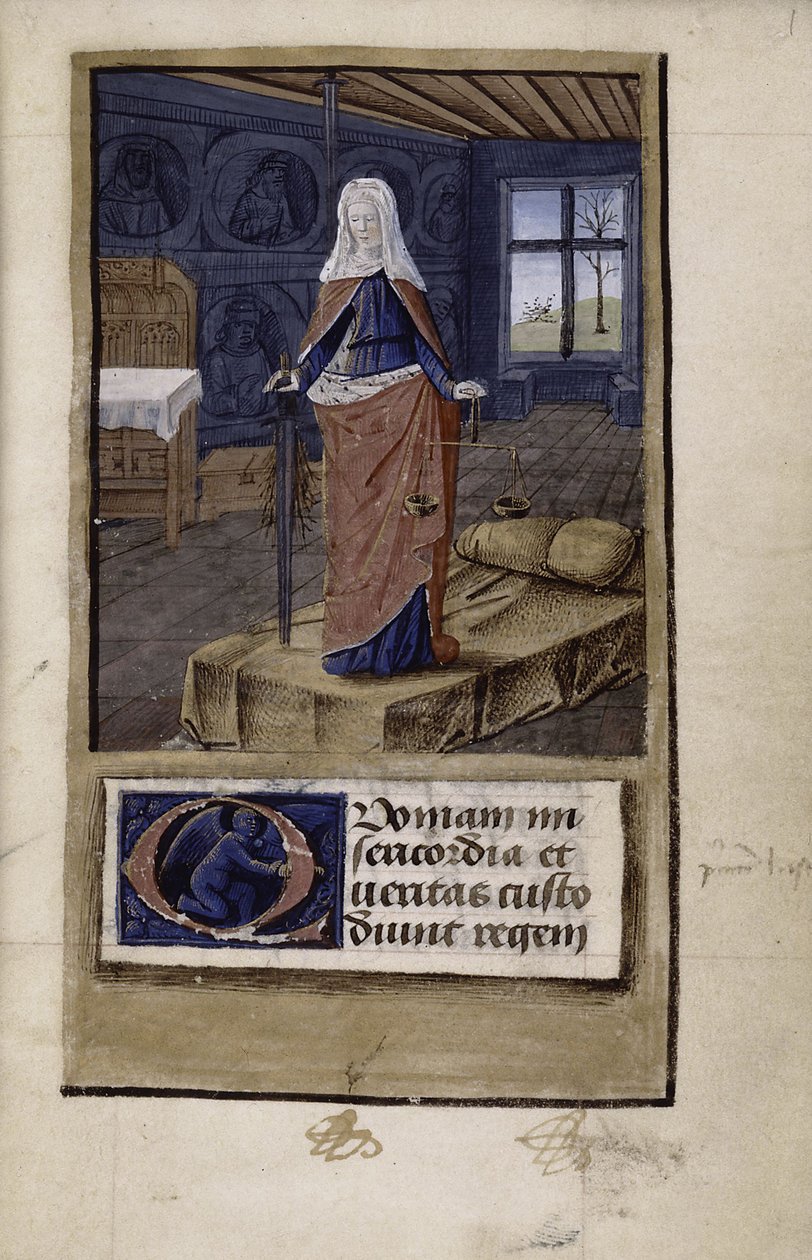 Alegoría de la Justicia de John of Wales Breviloquium de virtutibus antiquorum principum et philosophorum, 1475-1499 de Jean Colombe