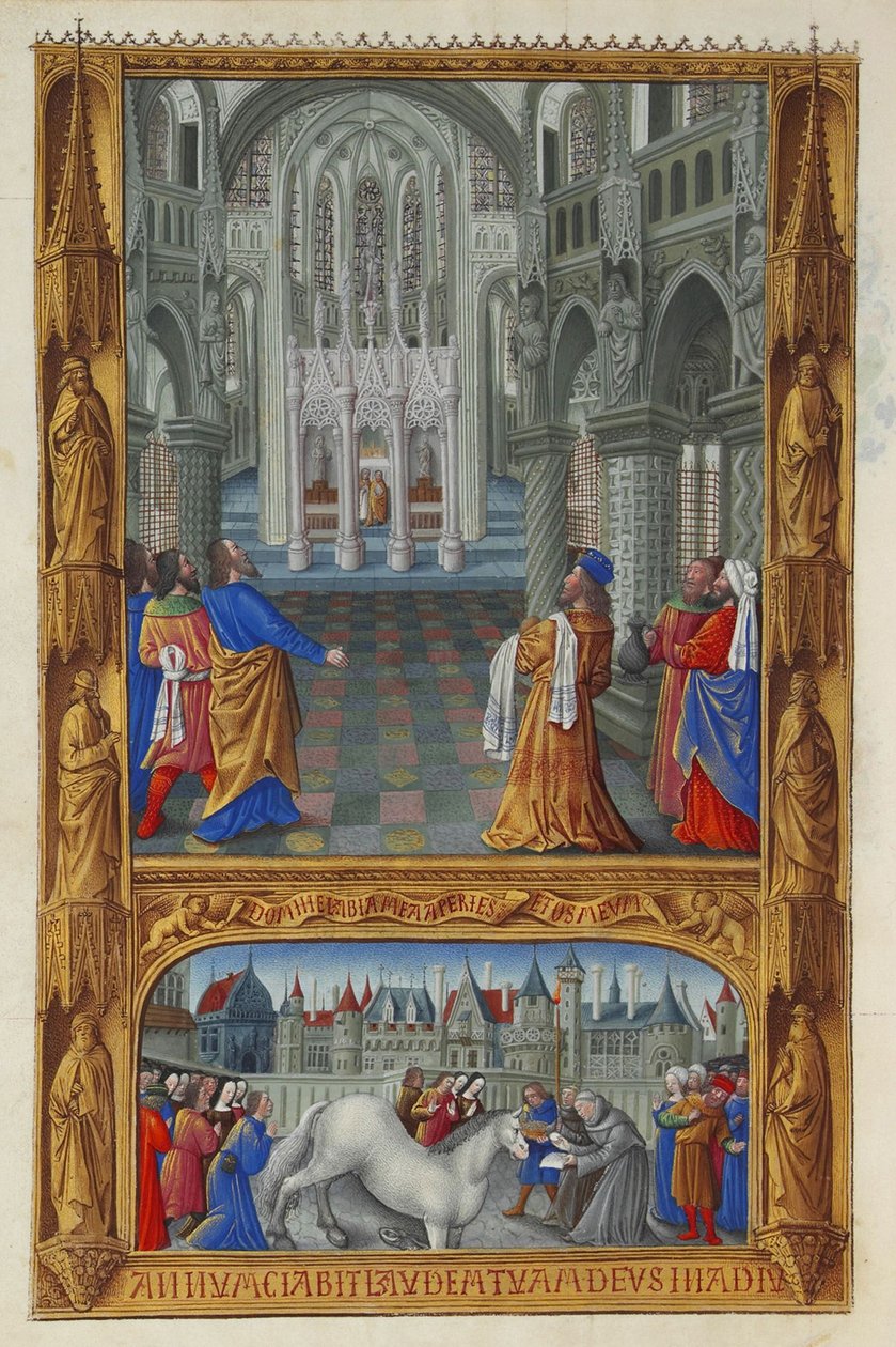 Las muy ricas horas del duque de Berry, Folio 129v - El Santísimo Sacramento de Jean Colombe