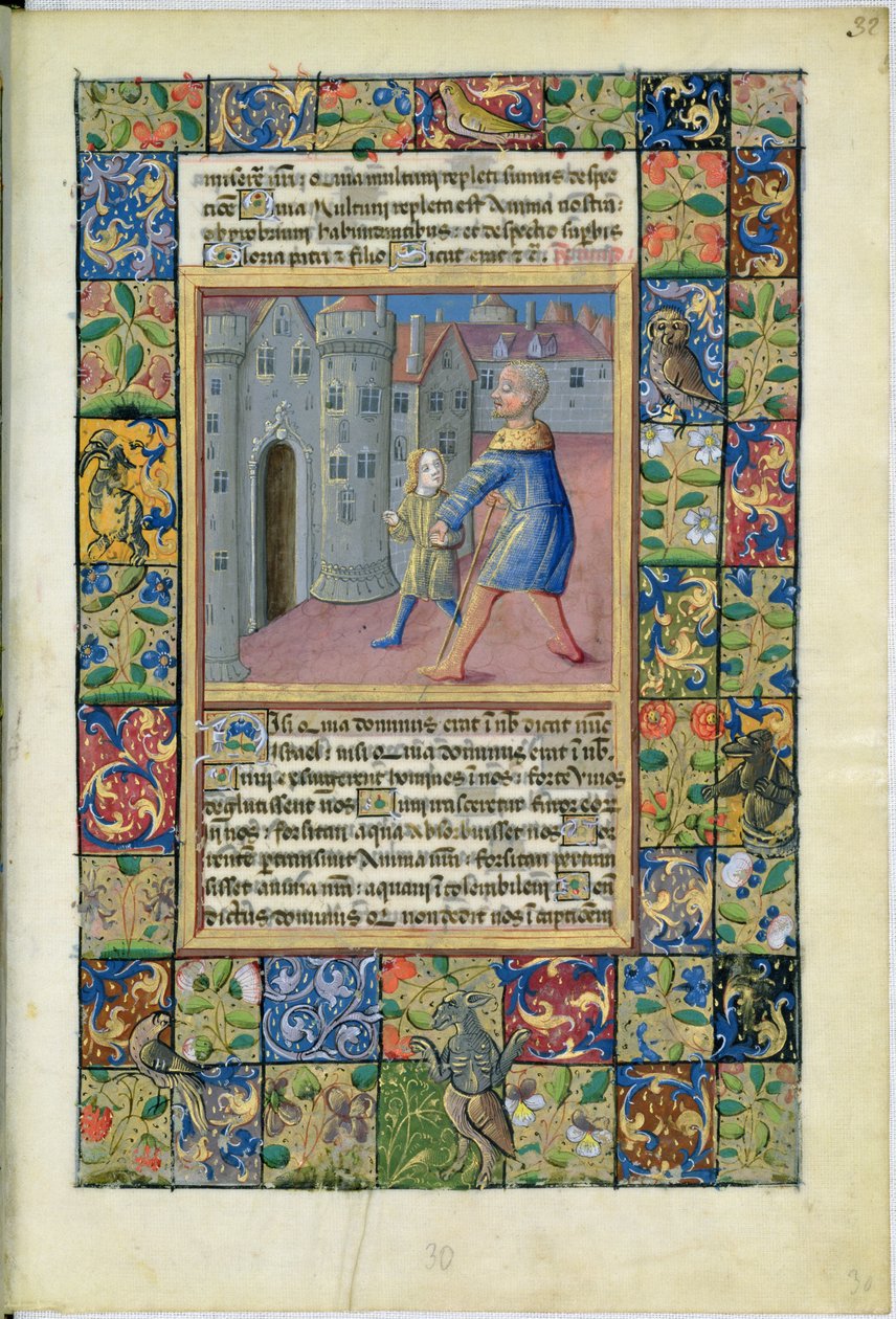 La Curación del Ciego, Juan 9:1-7 de las Horas de Luis de Orleans, 1469 de Jean Colombe