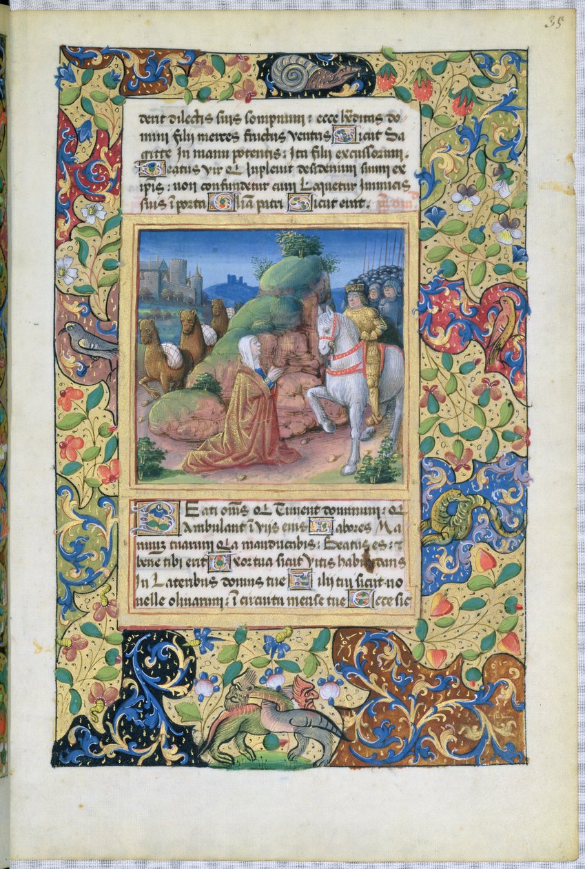 El encuentro de Abigail y David, del Libro de Horas de Luis de Orleans, 1490 de Jean Colombe
