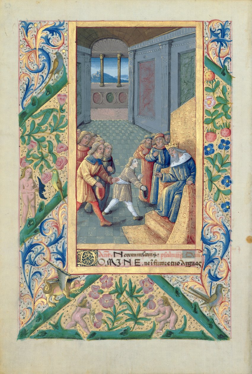 Ms Lat. Q.v.I.126 f.53v David siendo enviado a Saúl, del 