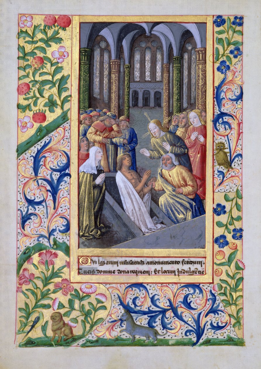 La resurrección de Lázaro, del "Libro de Horas de Luis de Orleans". de Jean Colombe