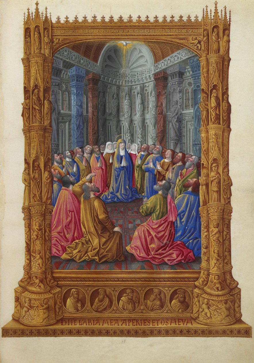Las muy ricas horas del duque de Berry - Pentecostés de Jean Colombe