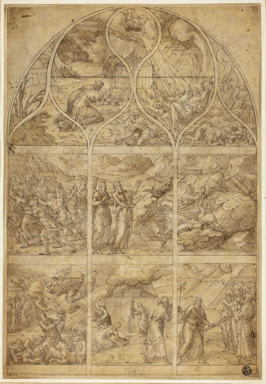 Diseño para una vidriera con la historia de Aarón de Jean Cousin the Younger