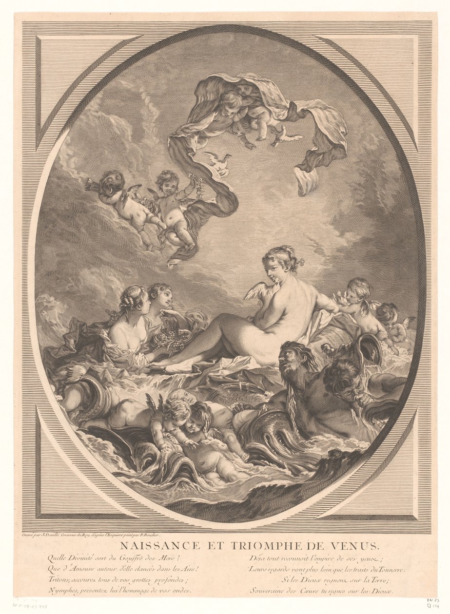 Geboorte en triunfo de Venus Nacimiento y triunfo de Venus. (título en el objeto) de Jean Daullé