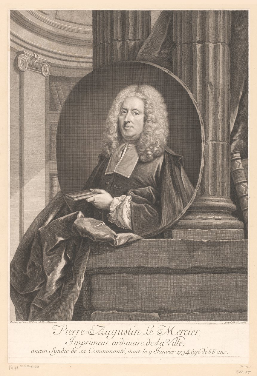 Retrato de Pierre-Augustin Le Mercier Pierre-Augustin Le Mercier (título sobre objeto) de Jean Daullé